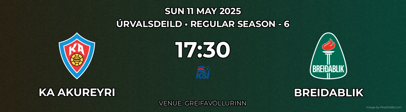 KA Akureyri vs Breidablik Prediction match poster for Úrvalsdeild fixture on SUN 11 MAY 2025