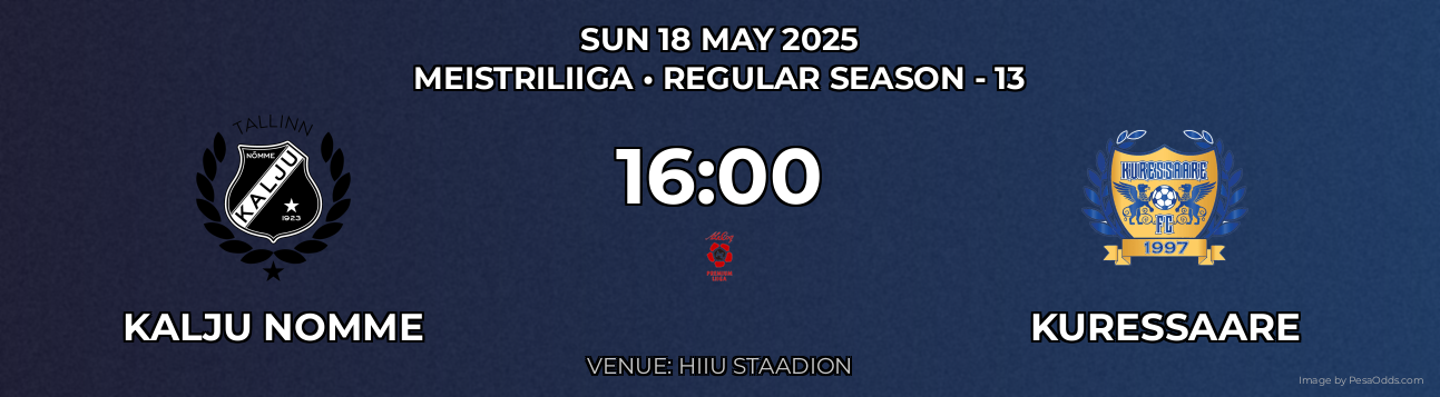 Kalju Nomme vs Kuressaare Prediction match poster for Meistriliiga fixture on SUN 18 MAY 2025