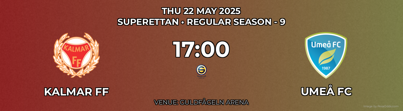 Kalmar FF vs Umeå FC Prediction match poster for Superettan fixture on THU 22 MAY 2025