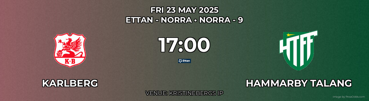 Karlberg vs Hammarby Talang Prediction match poster for Ettan - Norra fixture on FRI 23 MAY 2025
