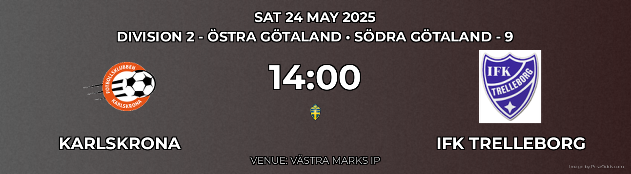 Karlskrona vs IFK Trelleborg Prediction match poster for Division 2 - Östra Götaland fixture on SAT 24 MAY 2025