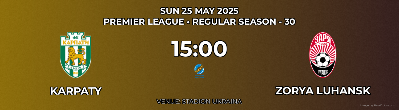 Karpaty vs Zorya Luhansk Prediction match poster for Premier League fixture on SUN 25 MAY 2025