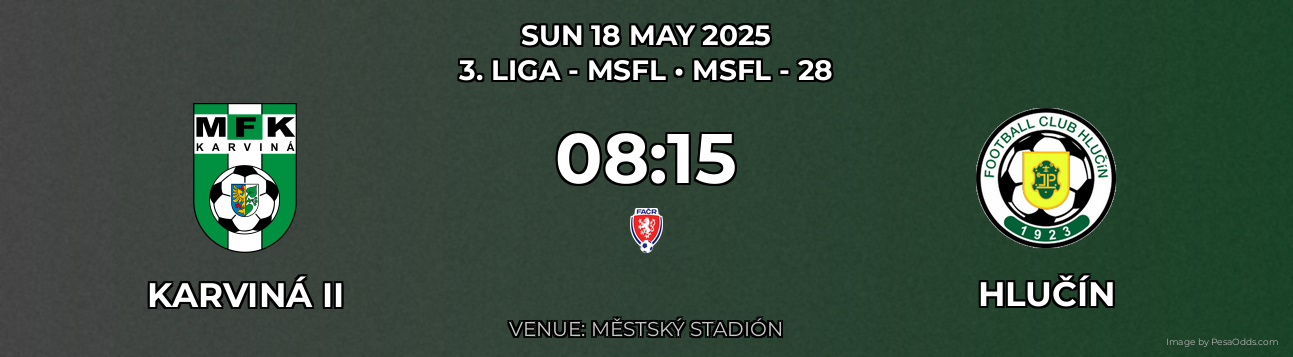 Karviná II vs Hlučín Prediction match poster for 3. liga - MSFL fixture on SUN 18 MAY 2025
