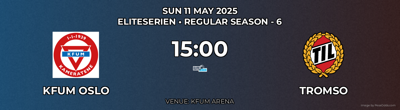 KFUM Oslo vs Tromso Prediction match poster for Eliteserien fixture on SUN 11 MAY 2025