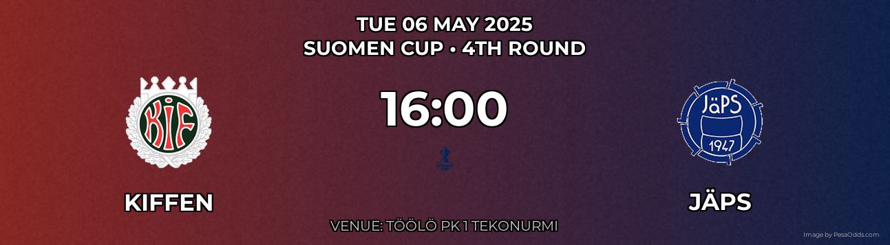 Kiffen vs JäPS Prediction match poster for Suomen Cup fixture on TUE 06 MAY 2025