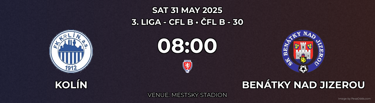 Kolín vs Benátky nad Jizerou Prediction match poster for 3. liga - CFL B fixture on SAT 31 MAY 2025