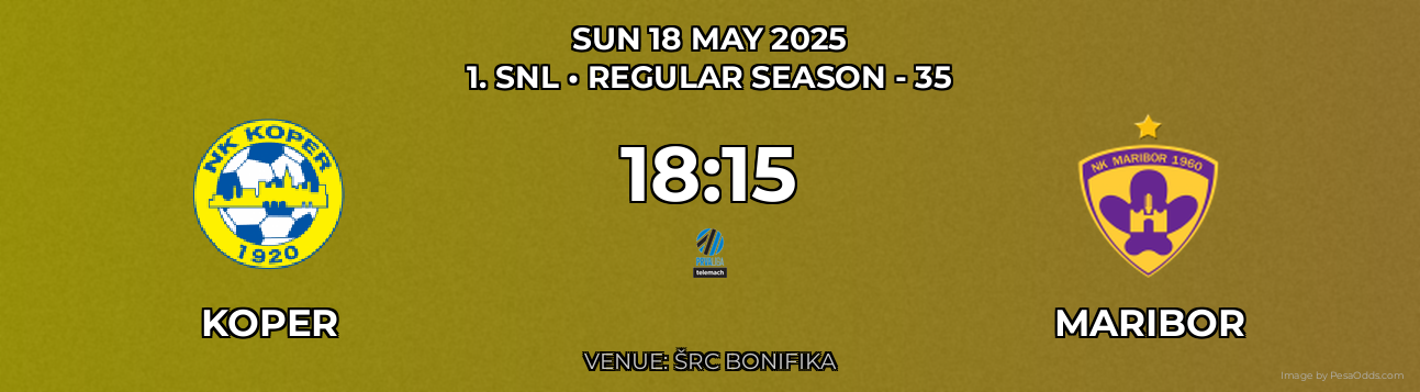 Koper vs Maribor Prediction match poster for 1. SNL fixture on SUN 18 MAY 2025