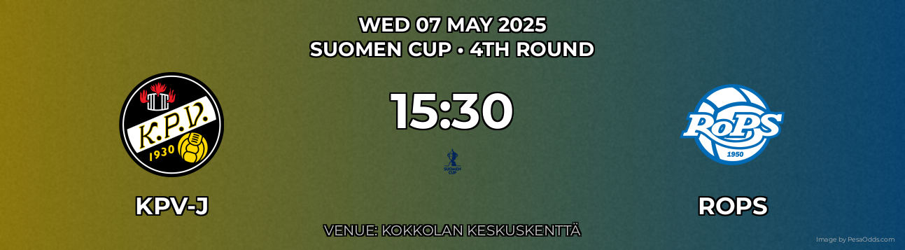 KPV-j vs Rops Prediction match poster for Suomen Cup fixture on WED 07 MAY 2025