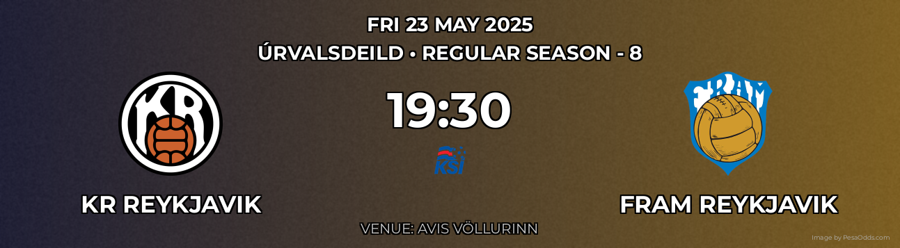 KR Reykjavik vs Fram Reykjavik Prediction match poster for Úrvalsdeild fixture on FRI 23 MAY 2025