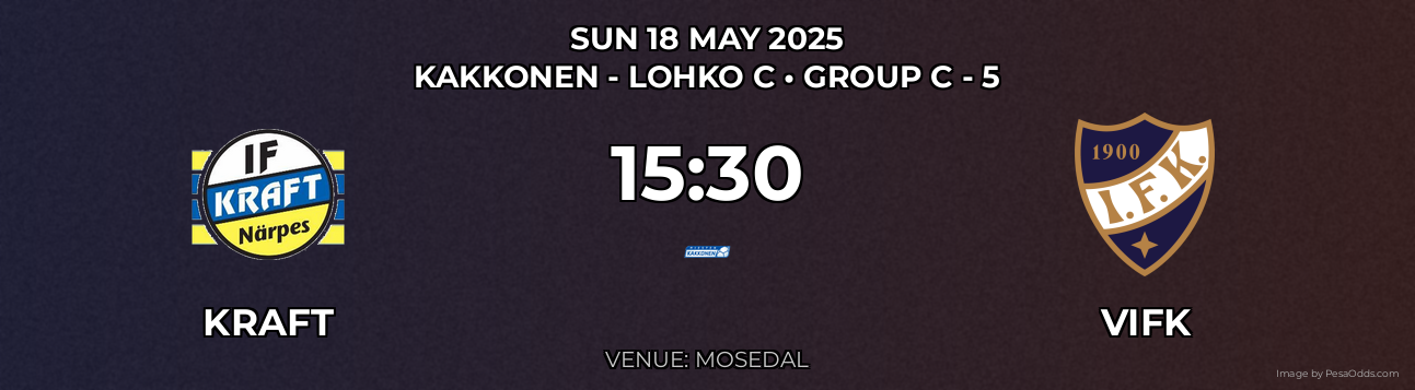 Kraft vs VIFK Prediction match poster for Kakkonen - Lohko C fixture on SUN 18 MAY 2025