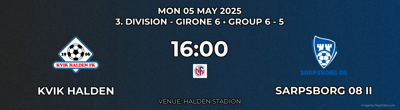 Kvik Halden vs Sarpsborg 08 II Prediction match poster for 3. Division - Girone 6 fixture on MON 05 MAY 2025
