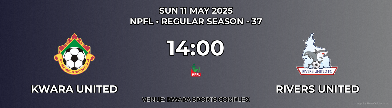 Kwara United vs Rivers United Prediction match poster for NPFL fixture on SUN 11 MAY 2025