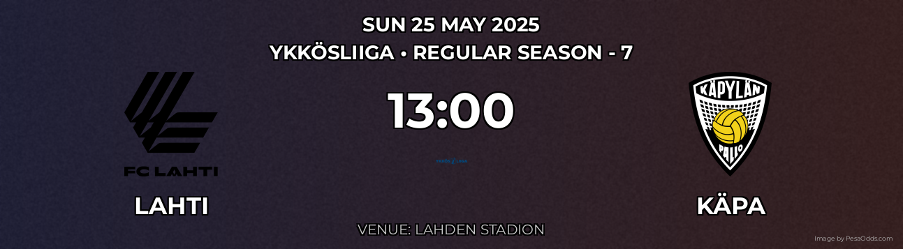 Lahti vs KäPa Prediction match poster for Ykkösliiga fixture on SUN 25 MAY 2025