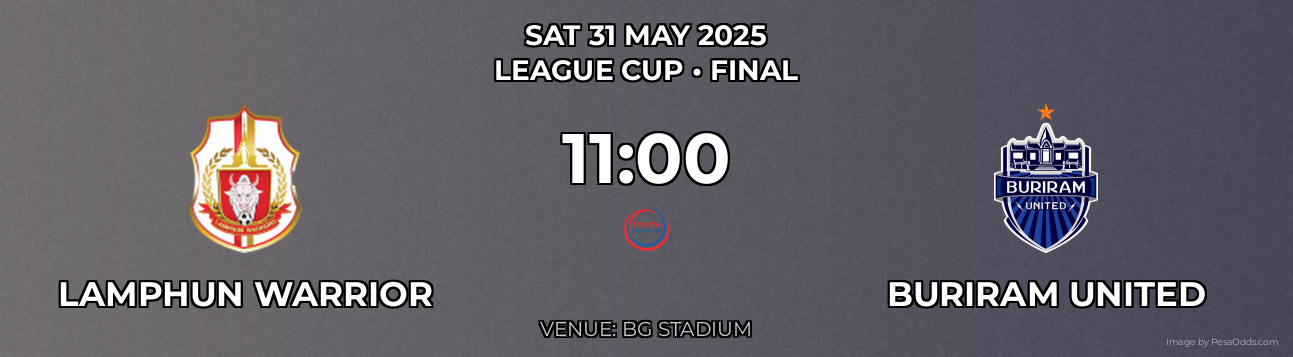 Lamphun Warrior vs Buriram United Prediction match poster for League Cup fixture on SAT 31 MAY 2025