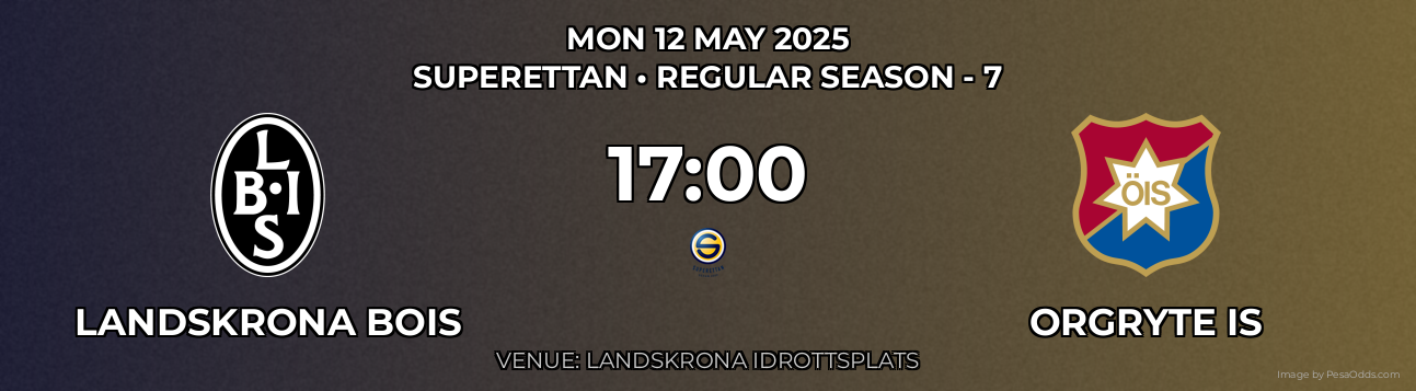 Landskrona BoIS vs Orgryte IS Prediction match poster for Superettan fixture on MON 12 MAY 2025