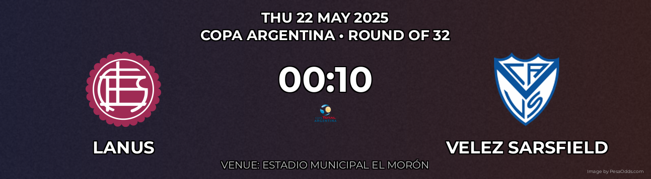 Lanus vs Velez Sarsfield Prediction match poster for Copa Argentina fixture on THU 22 MAY 2025