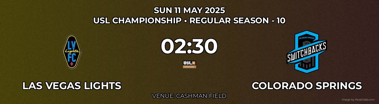 Las Vegas Lights vs Colorado Springs Prediction match poster for USL Championship fixture on SUN 11 MAY 2025