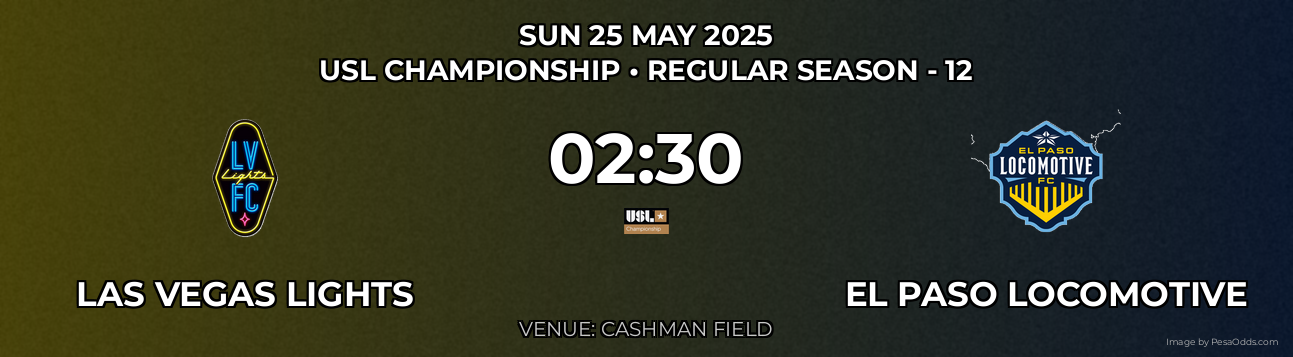 Las Vegas Lights vs El Paso Locomotive Prediction match poster for USL Championship fixture on SUN 25 MAY 2025
