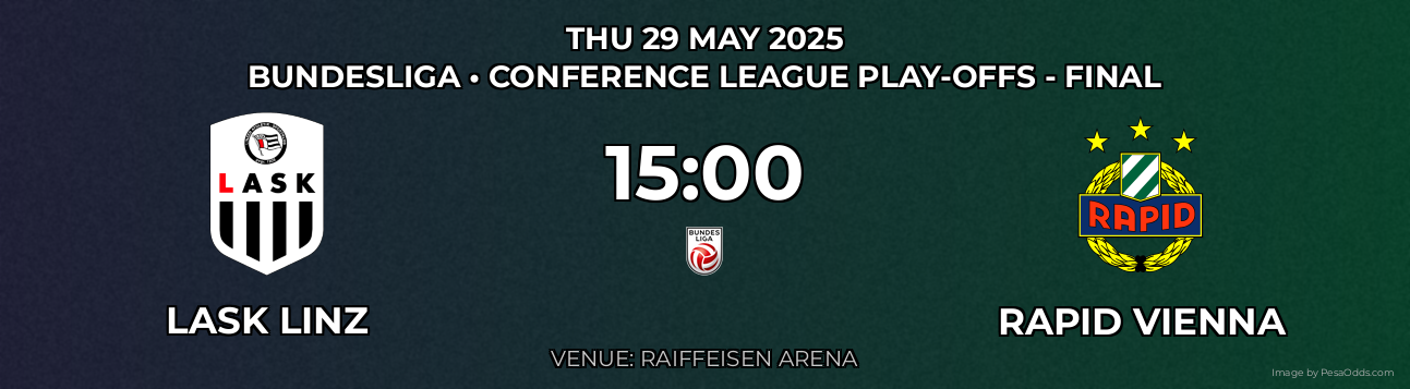 Lask Linz vs Rapid Vienna Prediction match poster for Bundesliga fixture on THU 29 MAY 2025
