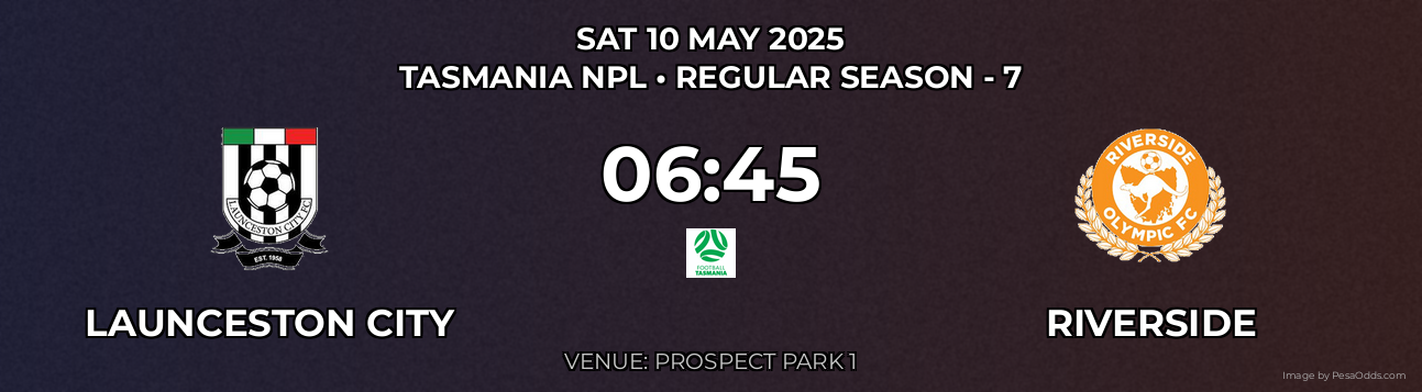 Launceston City vs Riverside Prediction match poster for Tasmania NPL fixture on SAT 10 MAY 2025