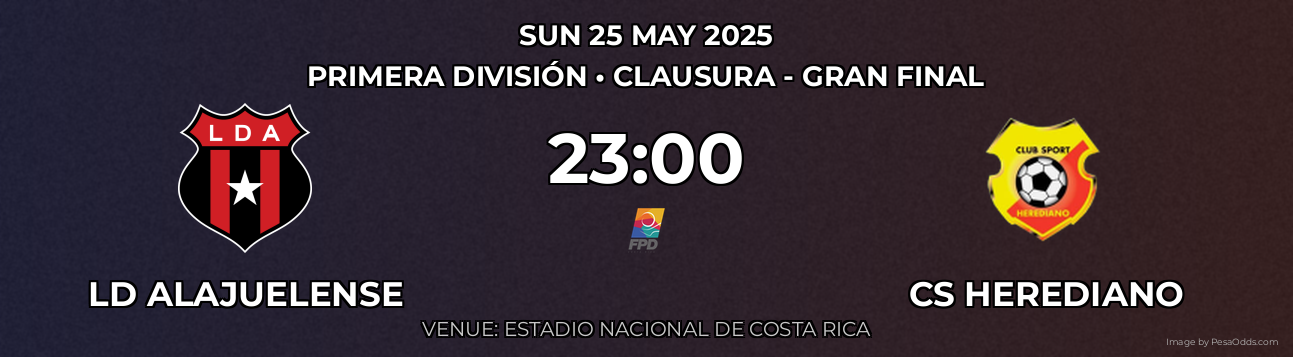LD Alajuelense vs CS Herediano Prediction match poster for Primera División fixture on SUN 25 MAY 2025