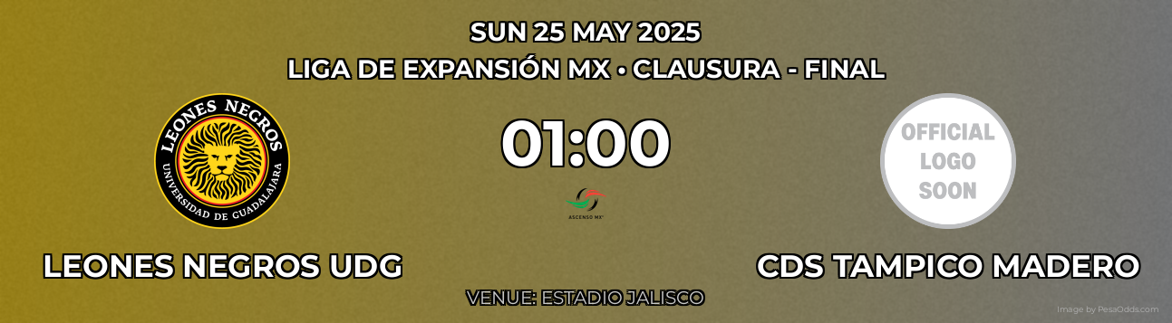 Leones Negros UDG vs CDS Tampico Madero Prediction match poster for Liga de Expansión MX fixture on SUN 25 MAY 2025