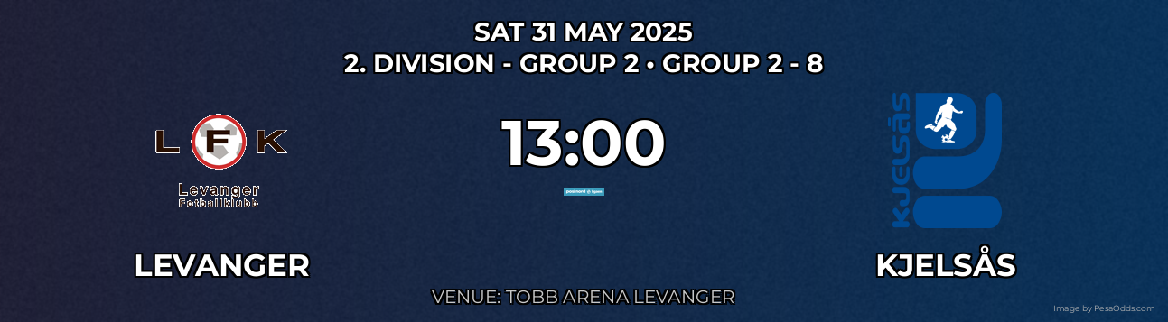 Levanger vs Kjelsås Prediction match poster for 2. Division - Group 2 fixture on SAT 31 MAY 2025