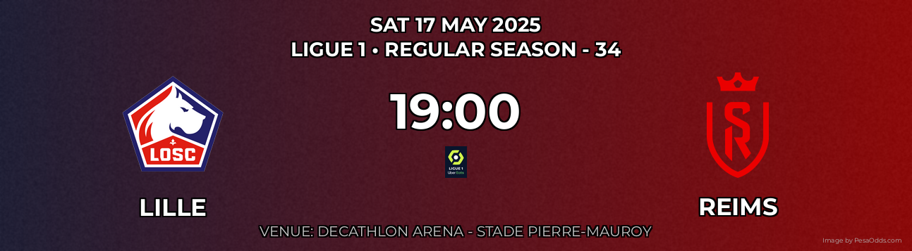 Lille vs Reims Prediction match poster for Ligue 1 fixture on SAT 17 MAY 2025