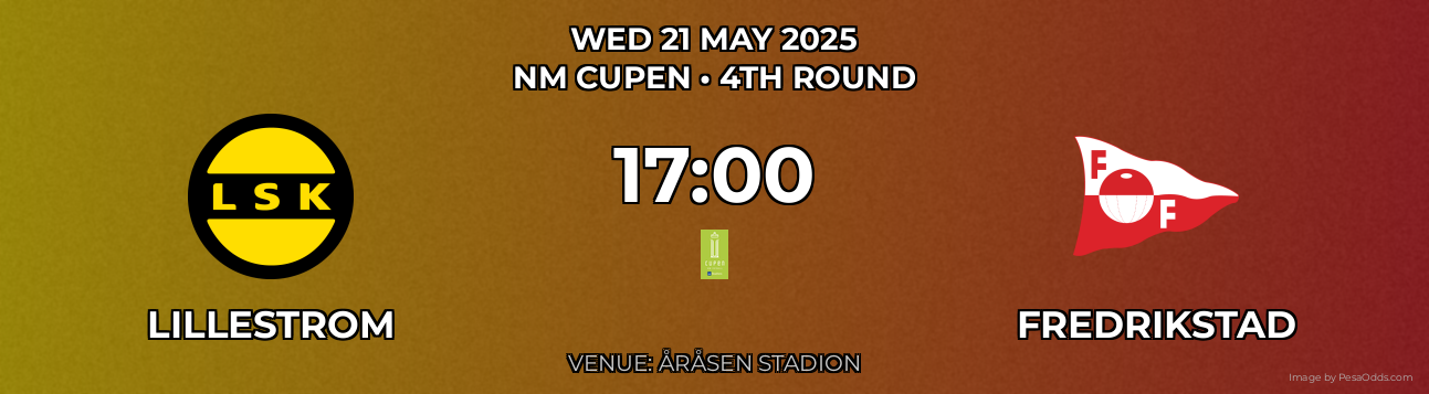 Lillestrom vs Fredrikstad Prediction match poster for NM Cupen fixture on WED 21 MAY 2025