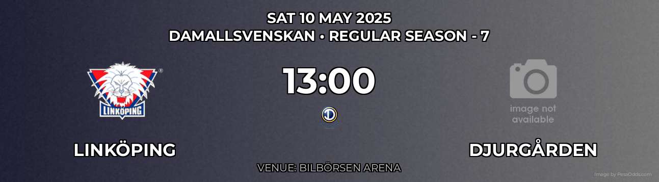 Linköping vs Djurgården Prediction match poster for Damallsvenskan fixture on SAT 10 MAY 2025