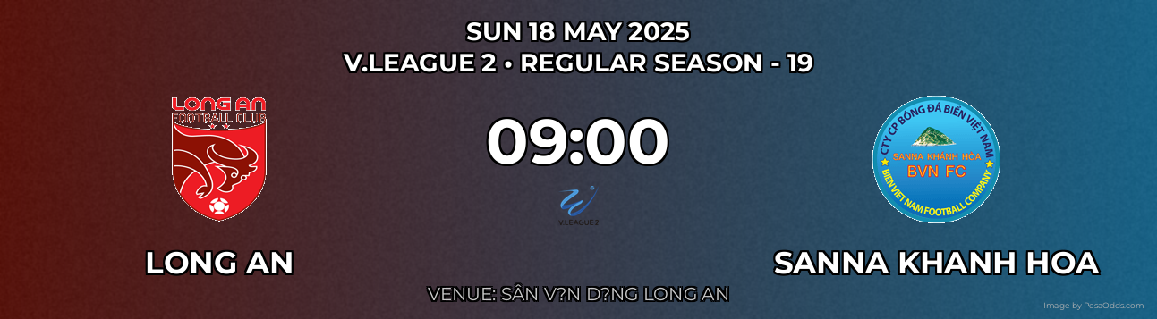 Long An vs Sanna Khanh Hoa Prediction match poster for V.League 2 fixture on SUN 18 MAY 2025
