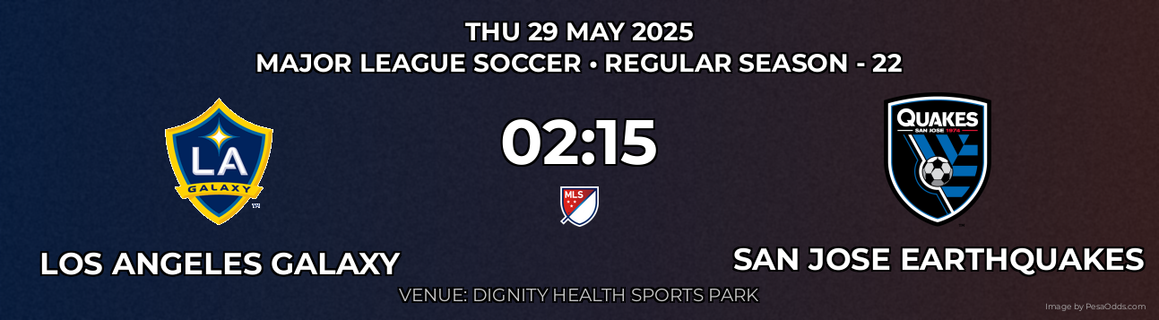 Los Angeles Galaxy vs San Jose Earthquakes Prediction match poster for Major League Soccer fixture on THU 29 MAY 2025