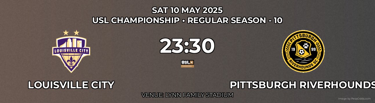 Louisville City vs Pittsburgh Riverhounds Prediction match poster for USL Championship fixture on SAT 10 MAY 2025