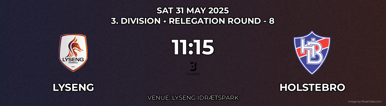 Lyseng vs Holstebro Prediction match poster for 3. Division fixture on SAT 31 MAY 2025