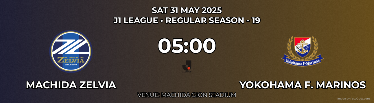 Machida Zelvia vs Yokohama F. Marinos Prediction match poster for J1 League fixture on SAT 31 MAY 2025