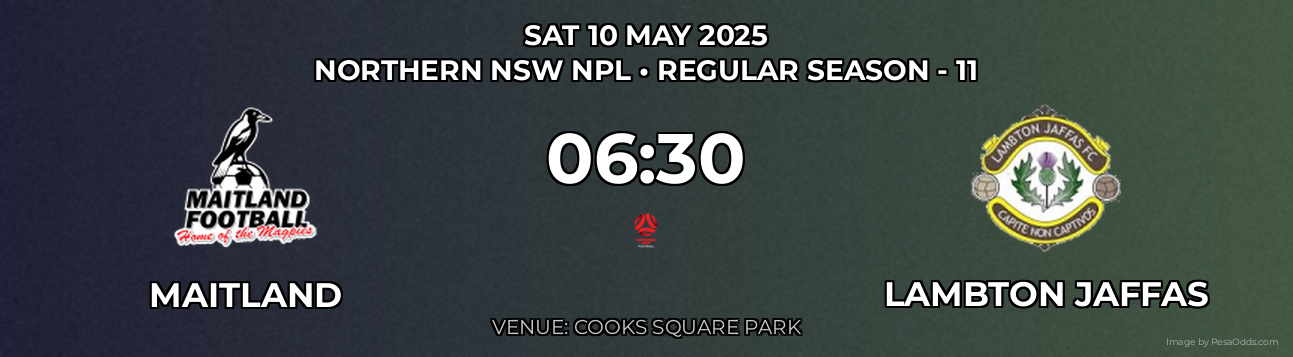 Maitland vs Lambton Jaffas Prediction match poster for Northern NSW NPL fixture on SAT 10 MAY 2025