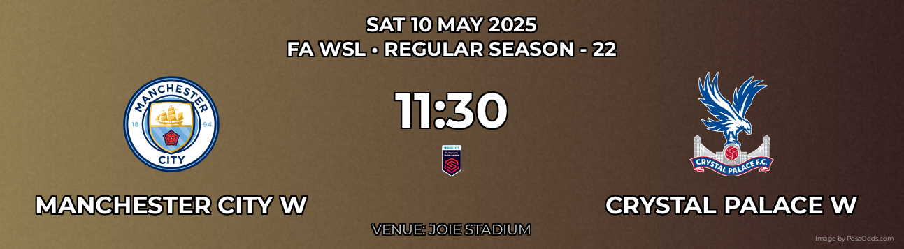 Manchester City W vs Crystal Palace W Prediction match poster for FA WSL fixture on SAT 10 MAY 2025