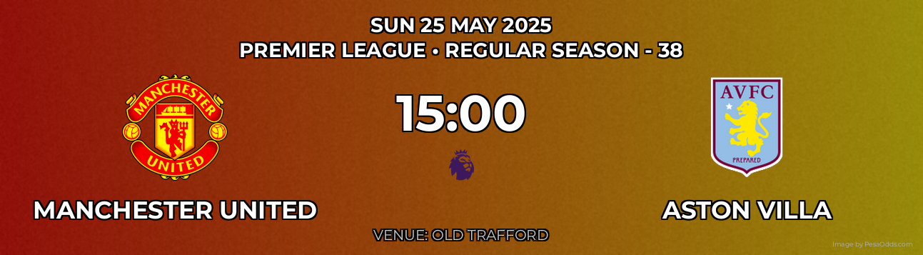 Manchester United vs Aston Villa Prediction match poster for Premier League fixture on SUN 25 MAY 2025
