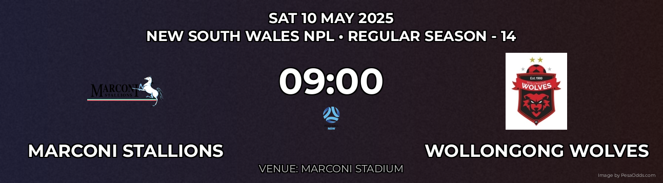 Marconi Stallions vs Wollongong Wolves Prediction match poster for New South Wales NPL fixture on SAT 10 MAY 2025