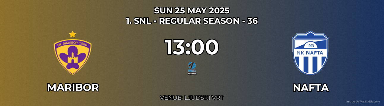 Maribor vs Nafta Prediction match poster for 1. SNL fixture on SUN 25 MAY 2025