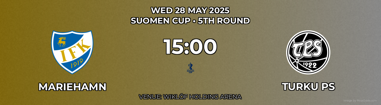 Mariehamn vs Turku PS Prediction match poster for Suomen Cup fixture on WED 28 MAY 2025