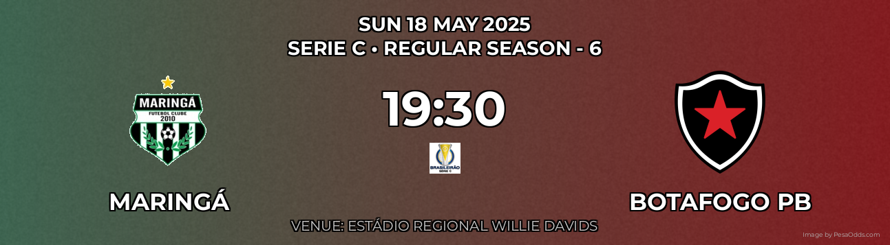 Maringá vs Botafogo PB Prediction match poster for Serie C fixture on SUN 18 MAY 2025
