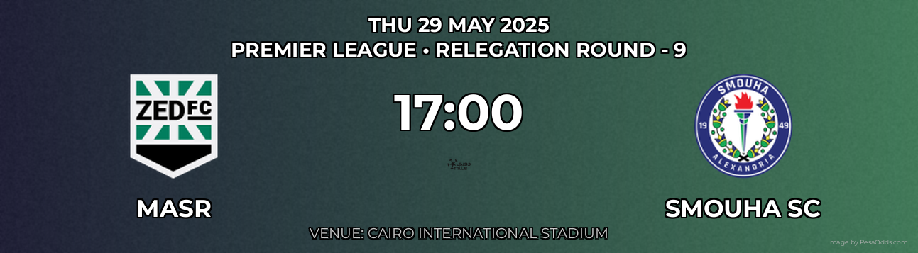 Masr vs Smouha SC Prediction match poster for Premier League fixture on THU 29 MAY 2025