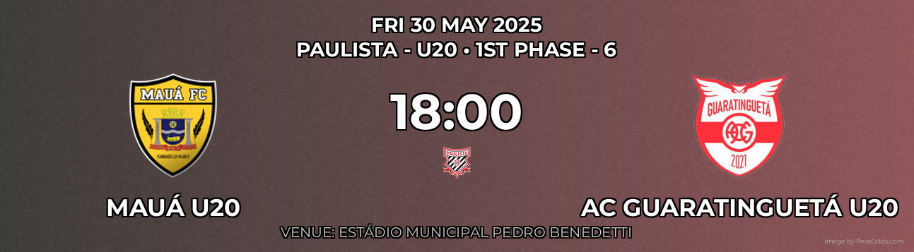 Mauá U20 vs AC Guaratinguetá U20 Prediction match poster for Paulista - U20 fixture on FRI 30 MAY 2025