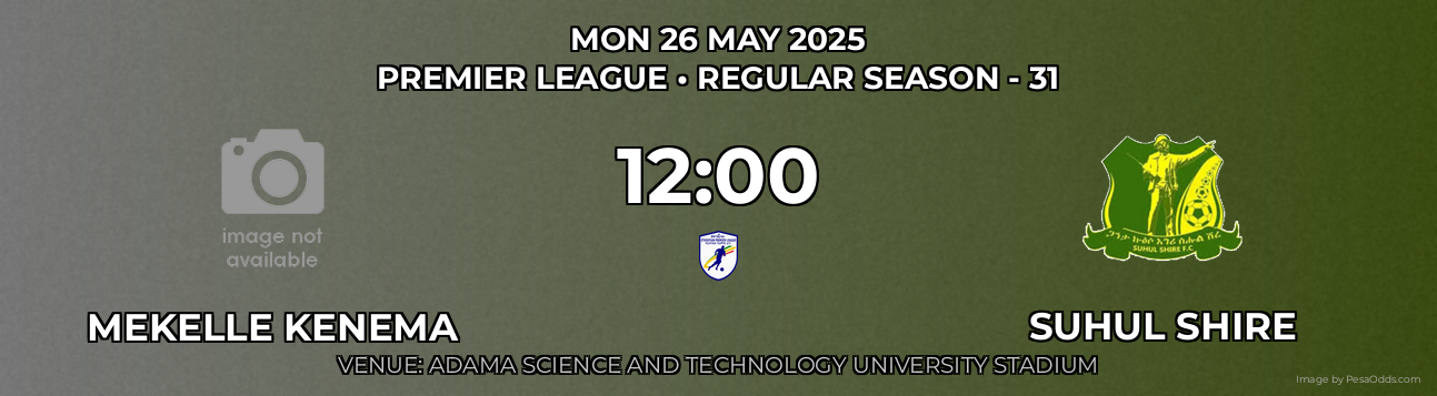 Mekelle Kenema vs Suhul Shire Prediction match poster for Premier League fixture on MON 26 MAY 2025