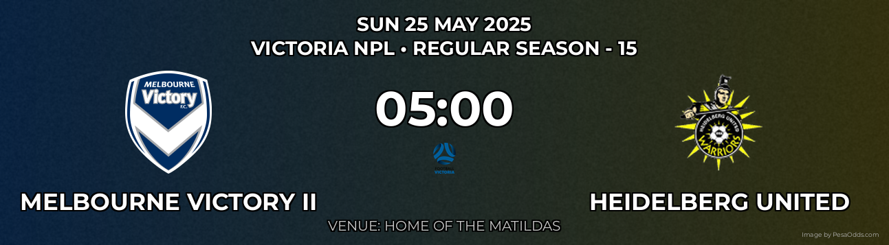 Melbourne Victory II vs Heidelberg United Prediction match poster for Victoria NPL fixture on SUN 25 MAY 2025