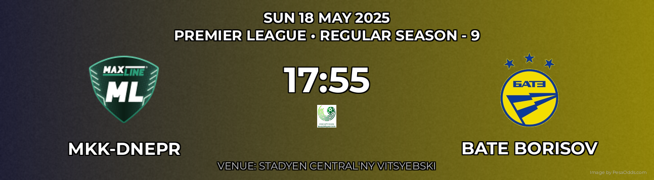 MKK-Dnepr vs Bate Borisov Prediction match poster for Premier League fixture on SUN 18 MAY 2025