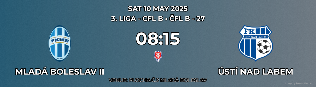 Mladá Boleslav II vs Ústí nad Labem Prediction match poster for 3. liga - CFL B fixture on SAT 10 MAY 2025