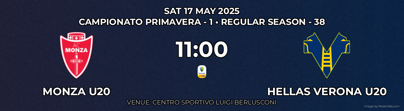 Monza U20 vs Hellas Verona U20 Prediction match poster for Campionato Primavera - 1 fixture on SAT 17 MAY 2025
