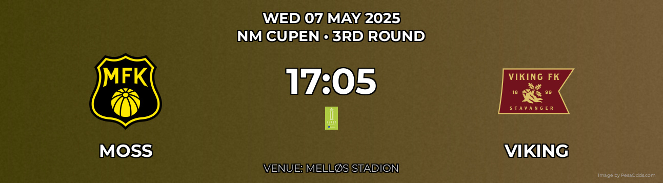 Moss vs Viking Prediction match poster for NM Cupen fixture on WED 07 MAY 2025